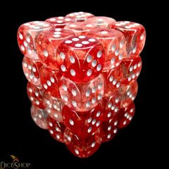 Chessex - Nebula 12mm D6 Dice Block - Luminary Red & Silver Dice Block