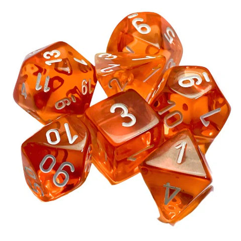 Chessex - Translucent Polyhedral 7 Dice Set - Orange & White