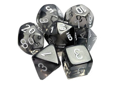 Chessex - Translucent Polyhedral 7 Dice Set - Smoke & White