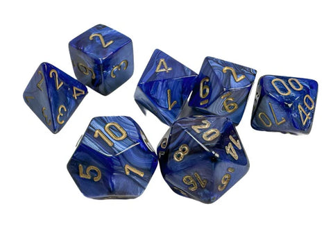 Chessex - Scarab Polyhedral 7 Dice Set - Royal Blue w/Gold