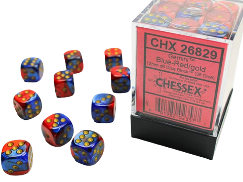 Chessex - 12mm D6 Dice Block - Blue & Red w/Gold