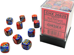 Chessex - 12mm D6 Dice Block - Blue & Red w/Gold