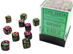 Chessex - 12mm D6 Dice Block - Green & Purple w/Gold