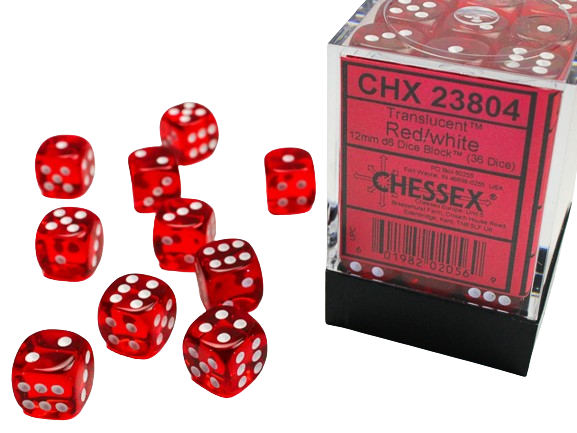 Chessex - 12mm D6 Dice Block - Red w/white