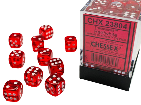 Chessex - 12mm D6 Dice Block - Red w/white