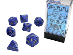 Chessex - Vortex Polyhedral 7 Dice Set Blue Gold