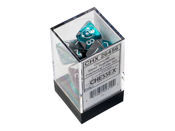 Chessex - Polyhedral 7 Dice Set - Steel-Teal w/White