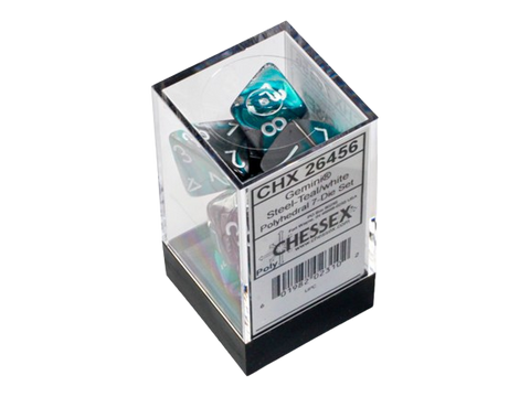 Chessex - Polyhedral 7 Dice Set - Steel-Teal w/White