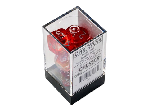 Chessex - Nebula Polyhedral 7 Dice Set - Luminary Red & Silver