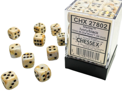 Chessex - Marble 12mm D6 Dice Block - Ivory w/Black