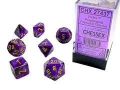 Chessex - Vortex Polyhedral 7 Dice Set - Purple w/Gold