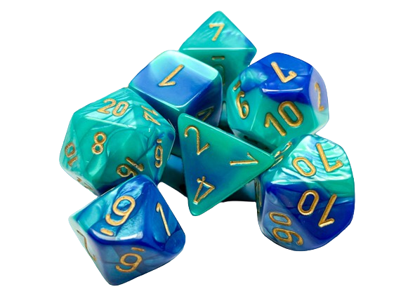 Chessex - Polyhedral 7 Dice Set - Blue-Teal w/Gold