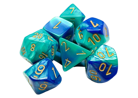 Chessex - Polyhedral 7 Dice Set - Blue-Teal w/Gold