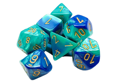 Chessex - Polyhedral 7 Dice Set - Blue-Teal w/Gold