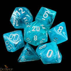 Chessex - Cirrus Polyhedral 7 Dice Set - Aqua w/Silver