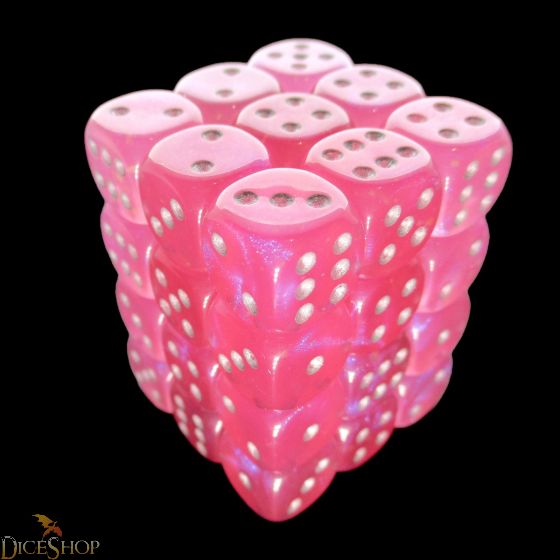 Chessex - Borealis 12mm D6 Dice Block - Pink/Silver