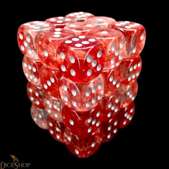 Chessex - Nebula 12mm D6 Dice Block - Luminary Red & Silver Dice Block