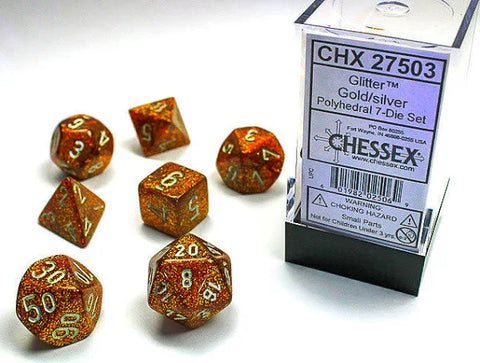 Chessex - Glitter Polyhedral 7 Dice Set Gold/Silver