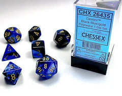 Chessex - Gemini Polyhedral 7 Dice Set - Black-Blue/Gold